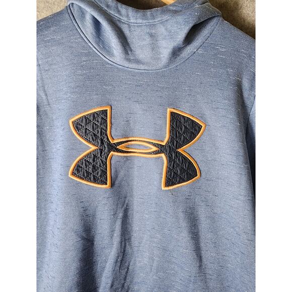UNDER ARMOUR Blue Orange Black Quilted Accents Warm Neck Active Hoodie SZ L - Picture 3 of 8